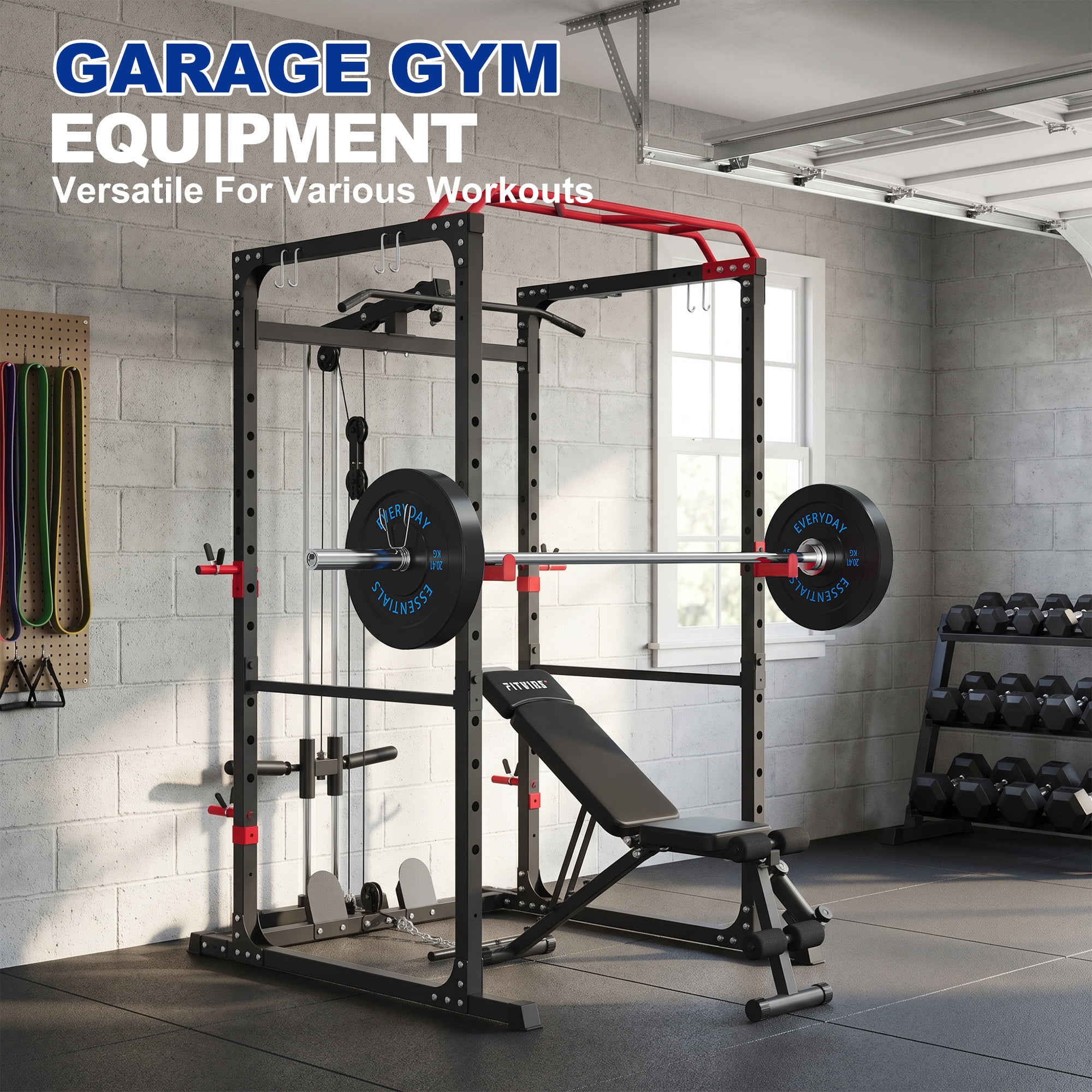 INTRTLOCKINGING TILES 260 LB Bumper Plates, 2-Inch Olympic Black Rubber Weight Set for Home Workouts, Weightlifting and Strength Training