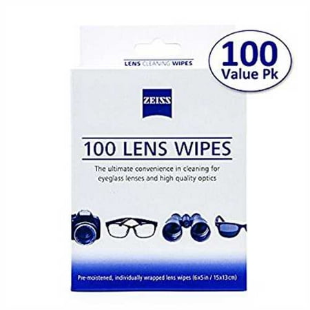 Clear Lens Cleaning Wipes Zeiss Pre-Moistened Lens Cleaning Wipes - Cleans Bacteria, Germs and without Streaks for Eyeglasses and Sunglasses - (100 Count) ()