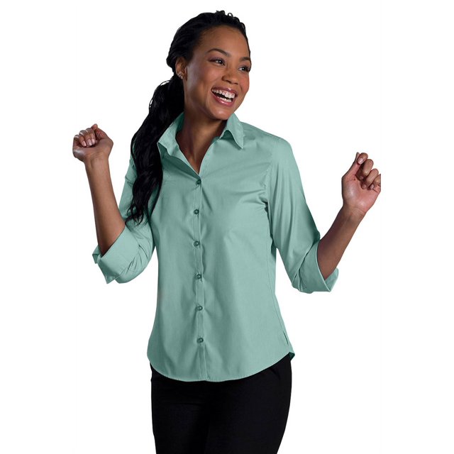 BLOUSE à Manches 3/4 en Popeline à Col Ouvert pour Femmes