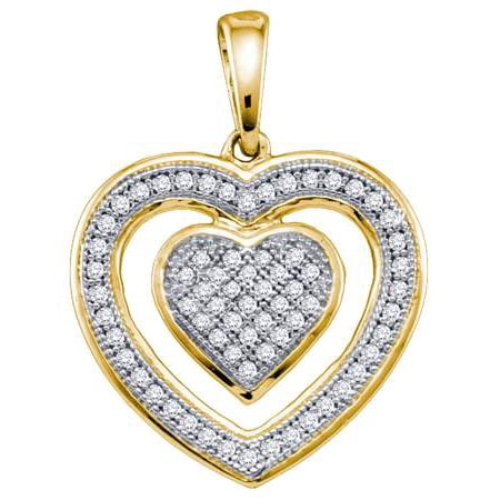 10K Yellow Gold 0.20ctw Fancy Sleek Fashion Micro Pave Diamond Heart Pendant