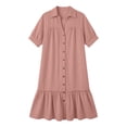 thumbnail image 6 of GUACER Mini Dress for Women Short Sleeve Button Down V Neck Collar Dress Casual Summer Ruffle Hem Loose Dresses, 6 of 6