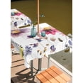 thumbnail image 2 of Outdoor Tablecloths with Umbrella Hole & Zipper, Purple Spring Floral 60x60 Inch Square Tablecloths, Pink Flowers Farmhouse Watercolor Waterproof Table Cloth, Patio/Pool/Picnic Table Covers, 2 of 8
