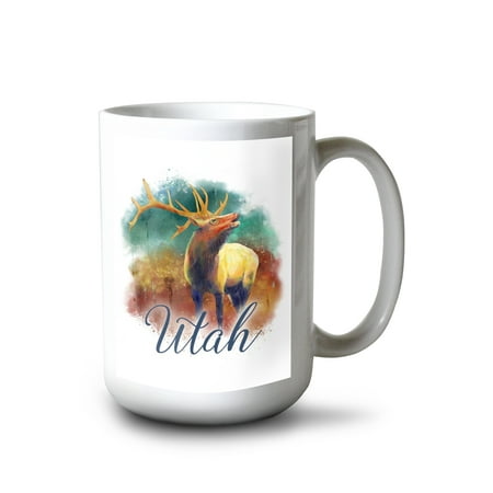 

Lantern Press 15 fl oz Ceramic Mug Utah Forest Animals Geometric Dishwasher & Microwave Safe