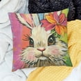 thumbnail image 4 of Happy Easter Bunny Decorative Throw Pillow Covers, Hello Peeps Rabbit Eggs Porch Patio Outdoor Pillowcase, Colorful Stripes Plaid Farmhouse Cushion Case Home Decor, 4 of 5