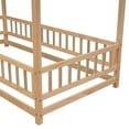 thumbnail image 6 of Miniyam Twin Size  Floor Bed with House Roof & Fence, Natural, 6 of 8