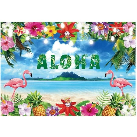 Summer Aloha Luau Party Backdrop Tropical Hawaiian Beach Seaside ...