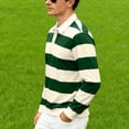 thumbnail image 6 of Sewkxo Women Striped Polo Sweatshirt Oversized Long Sleeve Rugby Shirts Fashion Fall Loose Color Block Pullover Tops,Army Green XL, 6 of 8