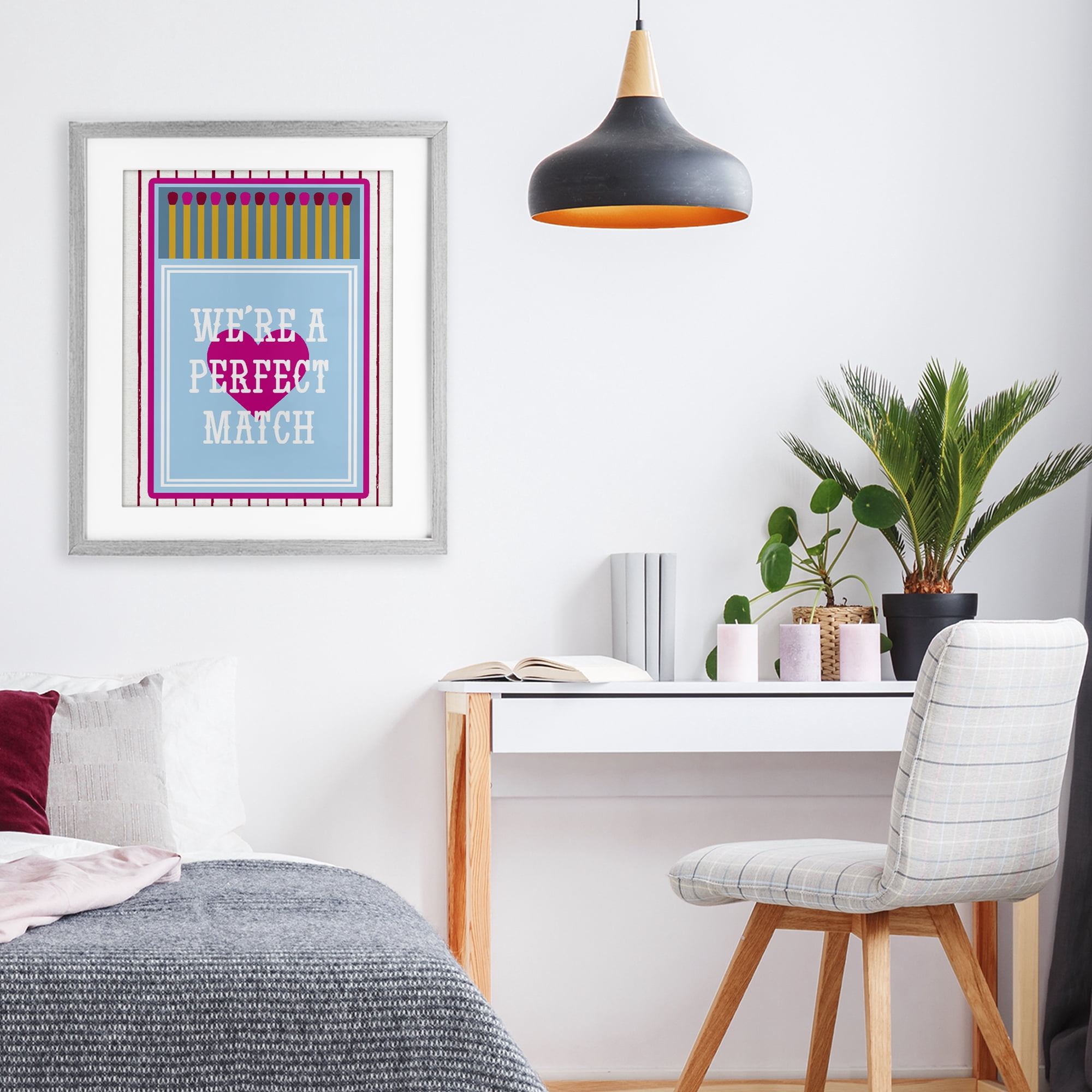 Stupell Industries We're A Perfect Match Gray Framed Print Under Glass, design by Lil' Rue