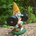 thumbnail image 3 of Estatua de gnomo de jardín - Atlas el gnomo de levantamiento de pesas atlético - Gnomos de jardín al aire libre - Estatuas divertidas de gnomos de césped oso de fresa Electrónica, 3 of 5
