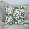 thumbnail image 4 of 16x16 Pillow Covers Set of 2, Dark Green Coral Coastal Square Throw Pillow Covers for Couch/Sofa/Living Room, White Summer Beach Seaside Ocean Decorative Soft Pillowcases for Couch Throw Pillows, 4 of 7