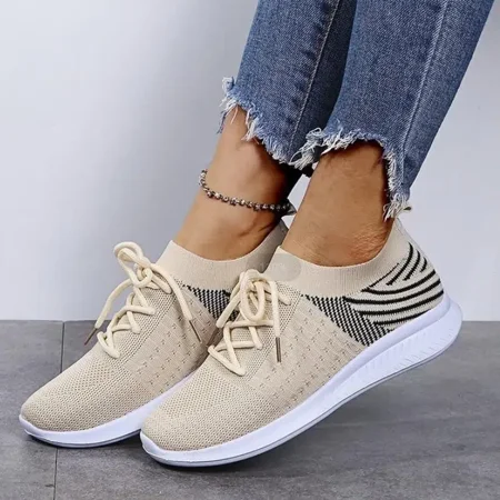 

Women‘s Breathable Flying Knit Casual Sneakers Lightweight Non Slip Walking Running Shoes