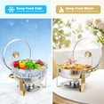 thumbnail image 3 of Yiwa Ensemble de 2 Plats Anti-Frottement pour Buffet, Plats Ronds de 5 Qt pour Buffet avec Support de Couvercle et Couvercle en Verre, Ensembles de Réchauds et Réchauds de Buffet en Acier Inoxydable pour Fêtes, Mariage, Camping, Souper, 3 of 7