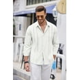 thumbnail image 5 of COOFANDY Mens Casual Beach Button Down Shirts Long Sleeve Cuban Camp Guayabera Shirts, 5 of 7