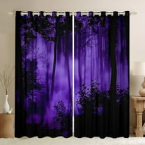 Feelyou Woodland Botanical Black Out Curtains for Adult, Purple Tree Plant Curtains Pack of 2 (42x63 Each), Rustic Farmhouse Bedroom Curtains, Black Out Curtains Decor