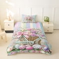 thumbnail image 2 of Erosebridal Pink Bow Easter Eggs Twin Bedding For Teens,Spring Rustic Flowers Duvet Cover Set For Child Kids,2pcs,No Comforter,Microfiber Bedroom Decor, 2 of 6