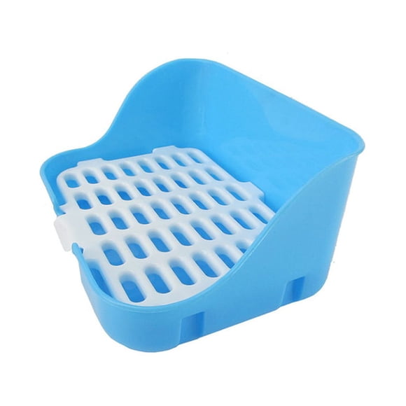 Methold Bandeja de arena para animales pequeños, jaulas de forma Rectangular de esquina de conejo y Guinea, urinario de entrenamiento para Aseo de mascotas Azul