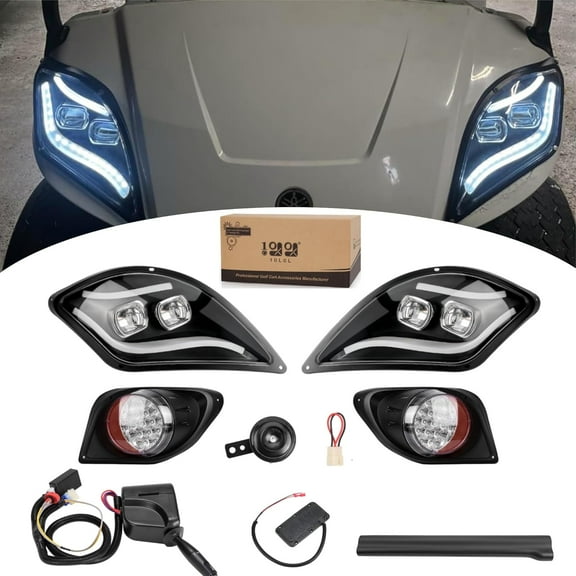 10L0L Golf Cart LED Light Kit for Yamaha Drive 2, Street Legal Deluxe Headlight Kit With Turn Signal Brake and Hazard Light