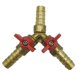 thumbnail image 1 of 3-way Tee Brass Y Shut Off Ball Valve 5/16 8mm Barb Fuel Gas Oil/valve Clamp(gold+red)(1pcs), 1 of 5