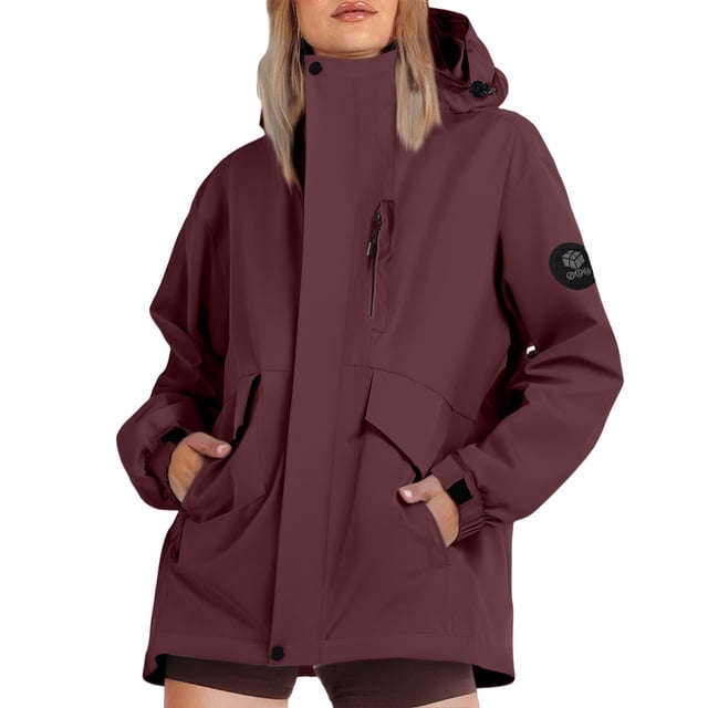 ManxiVoo Veste Élégante pour Femme Résistante à l'Eau Respirante Coupe-Vent de Printemps pour Usage Quotidien Mode de Rue Taille m Bordeaux