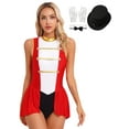 thumbnail image 3 of DPOIS Women's 4Pcs Circus Ringmaster Leotard Dress Outfit B Red S, 3 of 5