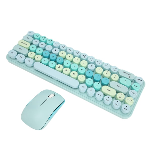 Ratón del Teclado del Juego, Retro Lindo 68 Teclas USB Keyboard Mouse 2.4G Inalámbrico para la Oficina
