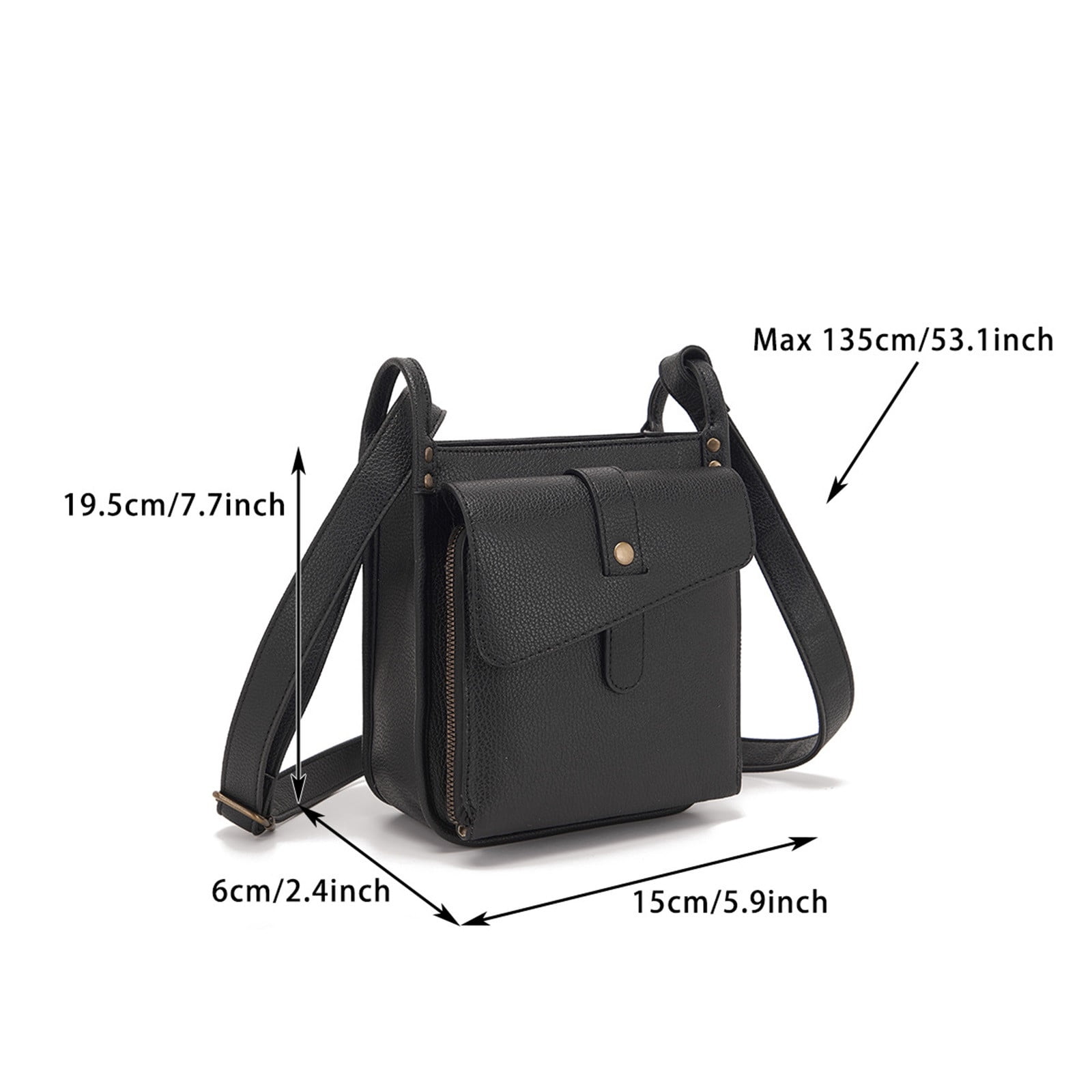 Fnyoxu Women's Full Grain Leather Crossbody Purse with Built-in RFID Wallet - Lightweight Large Capacity Bag with Keychain & Adjustable Strap, 6.3x2.8x8.1in
