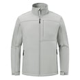 thumbnail image 2 of Muvtei Men's Softshell Jacket Fleece Lined Waterproof Stand Collar Soft Lightweight Shell Rain Jacket Windbreaker Outdoor Hiking LightGrey-S, 2 of 8