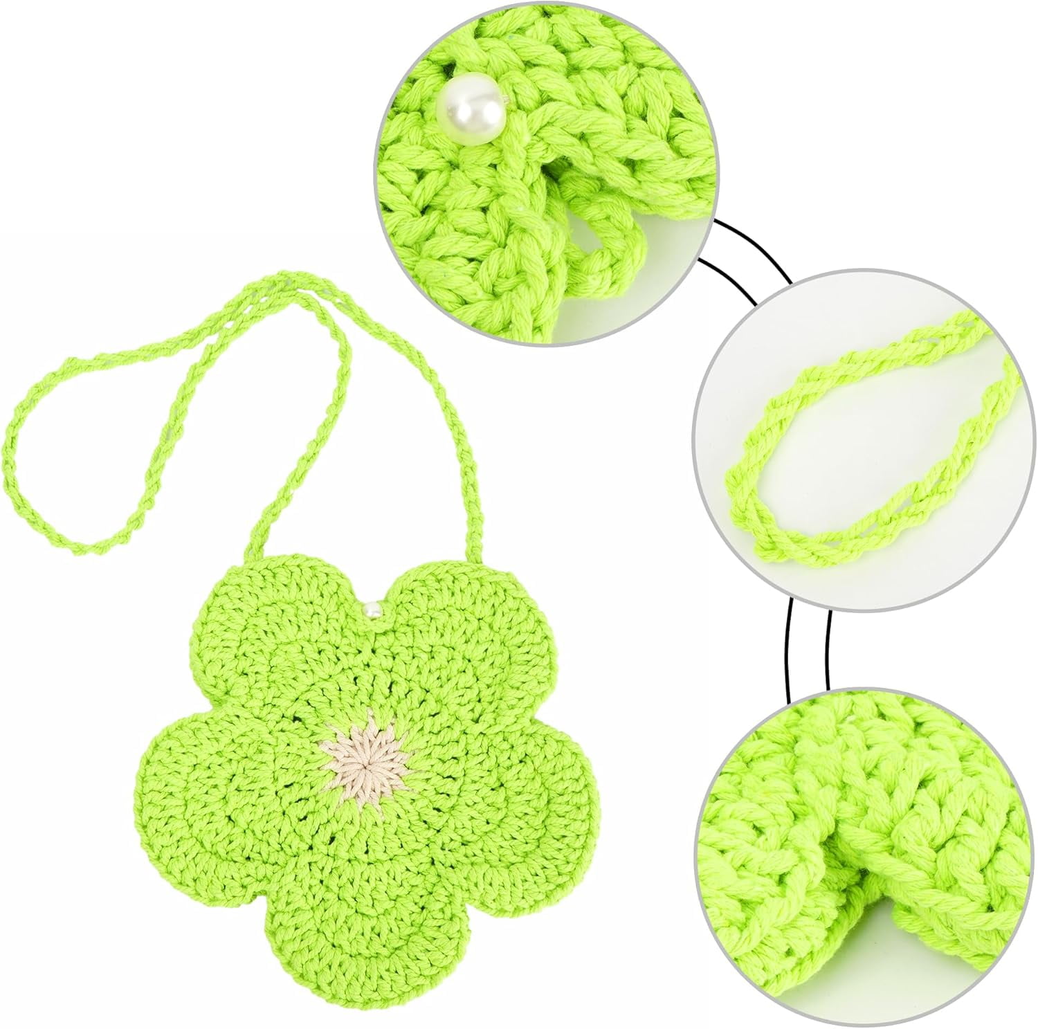 Women Mini Flower Cotton Crochet Crossbody Shoulder Bag Handbag Purse