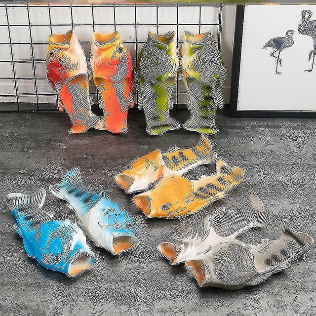 Zapatillas de pescado 3d de simulación unisex Chanclas de moda divertidas de verano para exteriores-YuJia