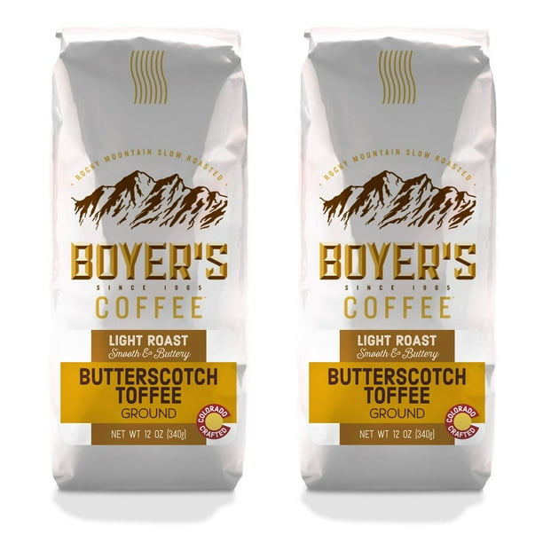 Boyer's Coffee Butterscotch Toffee, Ground, Flavored Coffee, 2Pack (1.5lb)