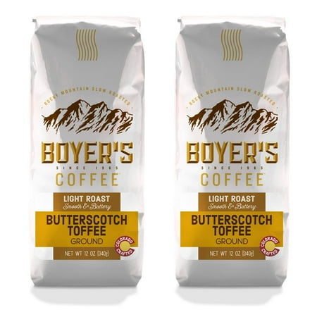 - Boyer's Coffee Butterscotch Toffee, Ground, Flavored Coffee, 2-Pack (1.5lb)