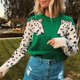 thumbnail image 1 of Pntutb moda mujer Animal Print Patchwork cuello redondo manga larga suéter suelto Pntutb Pntutb-4672, 1 of 9