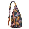 thumbnail image 1 of Jungle Floral Sling Backpack - Exotic Monstera & Flowers Design Crossbody Bag, Fashionable Pack, 1 of 4