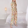 thumbnail image 3 of Yiaed Fruits Peach2 Print Pajamas Women's Long Sleeve Sleepwear Soft Button Down Loungewear Pjs Lounge Set Nightwear Womens Pajama Pants-Medium, 3 of 7