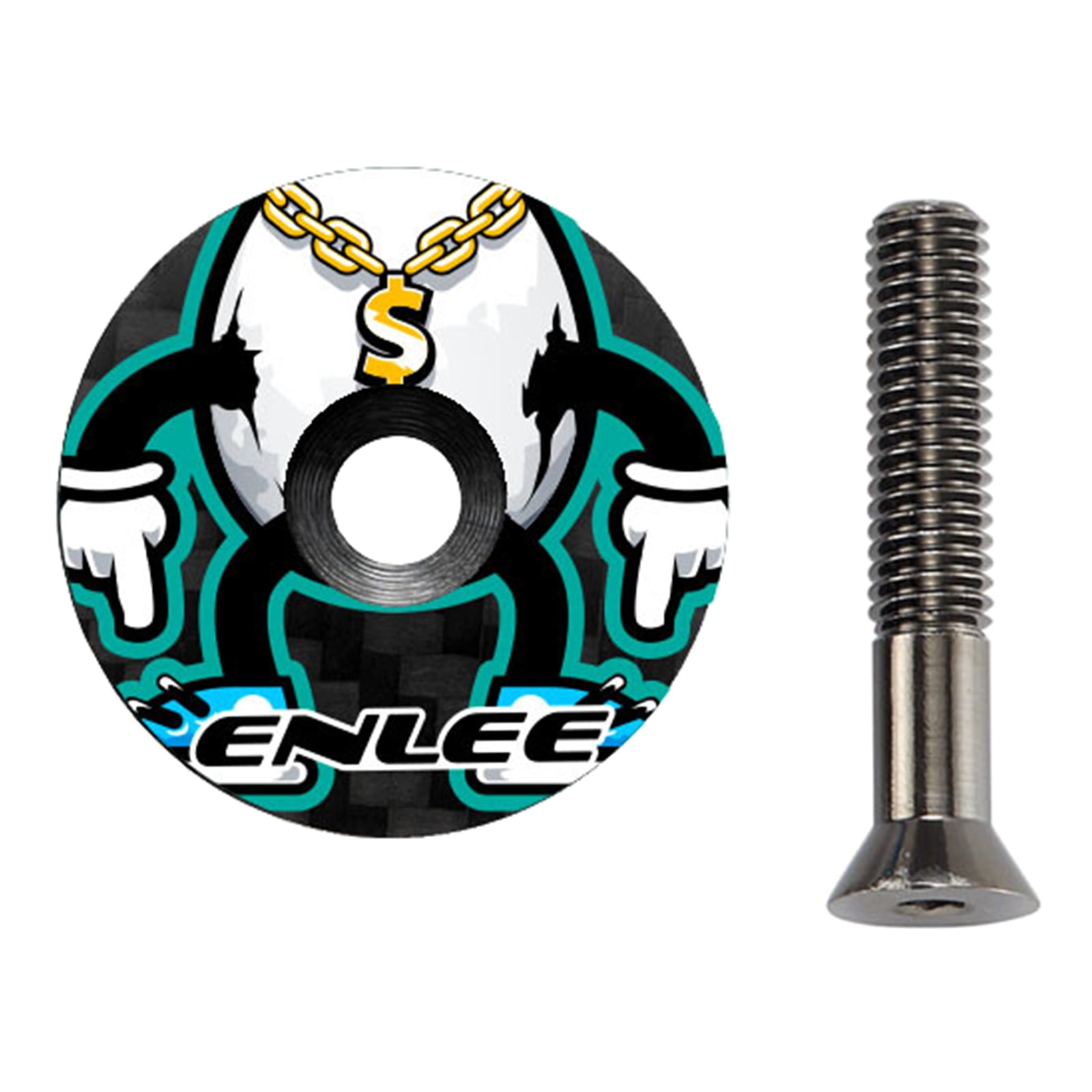 Bicycle Headset Cap & Screw Carbon Fiber Bike Front Fork Stem Top Cap