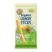 (4 pack) Earths Best Organic Teething Crunchy Sticks Garden Veggie Puffed Baby Snack, 0.56 oz Bag