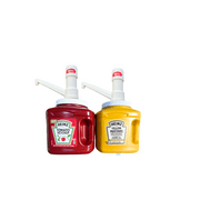 Heinz Tomato Ketchup and Yellow Mustard Kosher Ketchup Jug Bundle with 1 oz Condiment Pump Kit, 4 Piece Set 13.68 Pounds