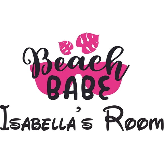 Beach Babe Vacation Surf Sea Sand Ocean Travel Unwind - Custom Vinyl Wall Art - Personalized Name - Baby Girls Boys Kids Nursery Wall Decal Room Decals Wall Stickers Decorations Size (15x30 inch)