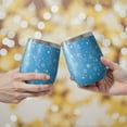 thumbnail image 2 of 12oz Stemless Wine Tumblers Blue Christmas Snowflake Pattern Vacuum Insulated Stainless Steel Travel Tumbler Cups Mug with Lid and Straw for Champaign,Cocktail,Beer with Cleaning Brush, 2 of 5