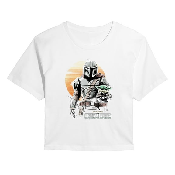 Star Wars - The Mandalorian Mando Marker Concept  - Juniors Cropped Short Sleeve Graphic T-Shirt