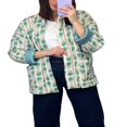thumbnail image 1 of Women Quilted Jacket Casual Print Open Front Cardigan with Pockets, 1 of 5