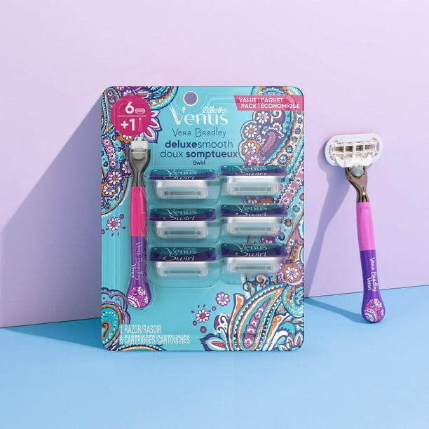 Gillette Venus Vera Bradley Deluxe Smooth Women's Razor Handle + 6