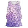thumbnail image 3 of Purple Mermaid Scales Long Sleeve Dresses For Women Vintage Elegant Party Dress Oversized V-neck Dress S-8XL, 3 of 7