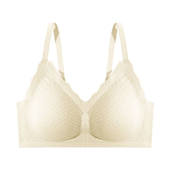 Jacenvly Bras for Women Solid Soft Comfortable Cotton Bralettes for Women Women Sports Bra Wire Free Underwear One-Piece Bra Everyday Underwear Beige