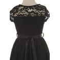 thumbnail image 4 of Little Girl Cap Sleeve Lace Top Chiffon Holiday Flower Girl Dress (20JK53S) Black 2, 4 of 5