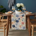 thumbnail image 2 of Colorful Flowers Table Runner - 108 Inch Long, Kitchen Dining Table Runner Dresser Scarves, Watercolor Retro Blue Pink Floral Farmhouse Decor for Coffee Tables Wedding Party Banquet, 2 of 8