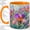 Orange, variant on Purple Iris Accent Mug, 11oz Ceramic Coffee Cup for Flower Lovers