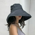 thumbnail image 2 of Penkiiy Super Wide Brim Women Sun Hat Cotton Floppy Packable Reversible Wired Edge Hats UV Protection Summer Beach Travel Garden Women's Bucket Hat Black, 2 of 4