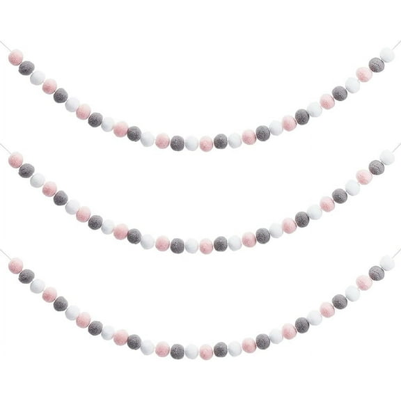 3Pcs Felt Ball Garland Misscrafts 7.88 Feet 30 Balls Colorful Pom Pom Garland Home Room Hanging Decoration Wool Felt Ball Christmas Tree Garland for DIY Christmas Home Party