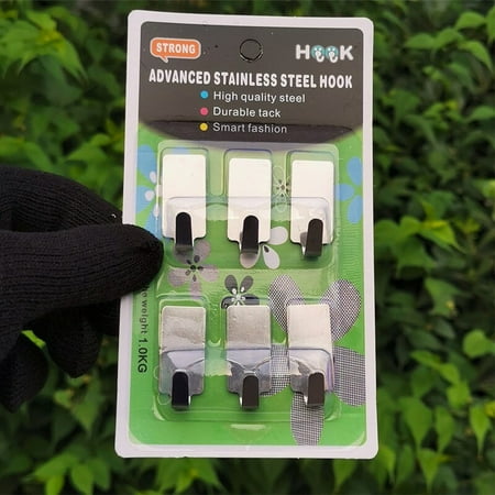 

6pcs/box Stainless Steel Household Creative Small Hooks Wall Mounted Adhesive Hooks Non-Punching Multipurpose Hanger Wall Hooks